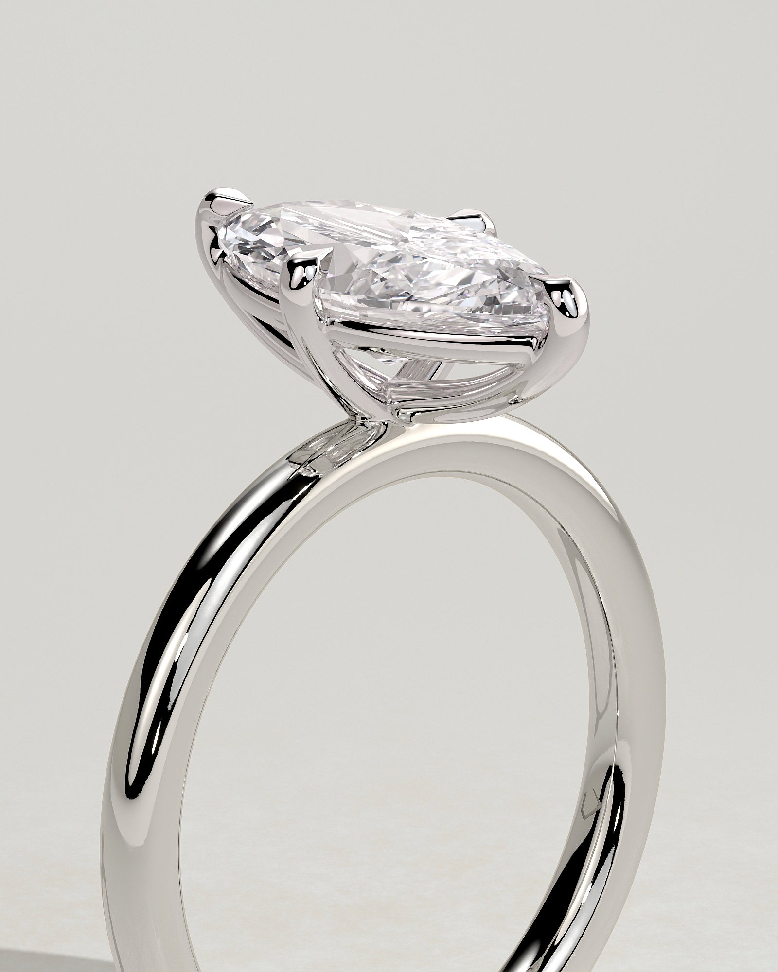 Genevieve - Marquise Claw Solitaire Engagement Ring - Platinum - White Gold / Platinum 2ct