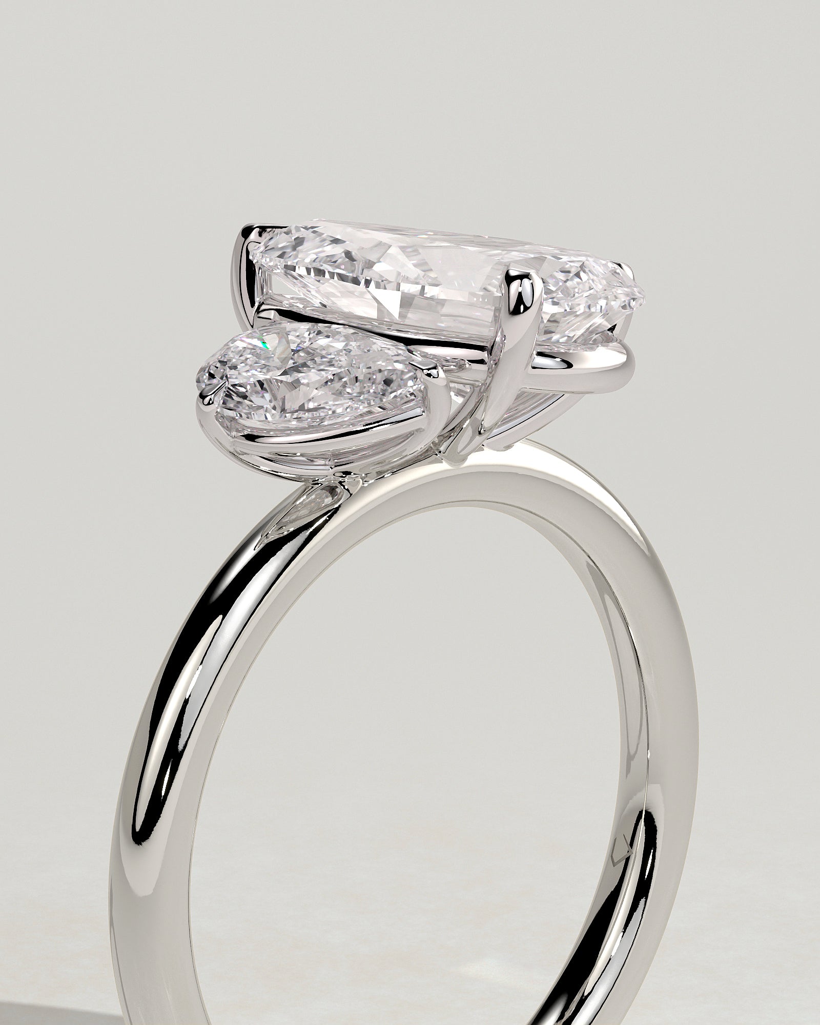 Francesca - Pear and Pear Claw Toi et Moi Engagement Ring - Platinum - White Gold / Platinum 2ct
