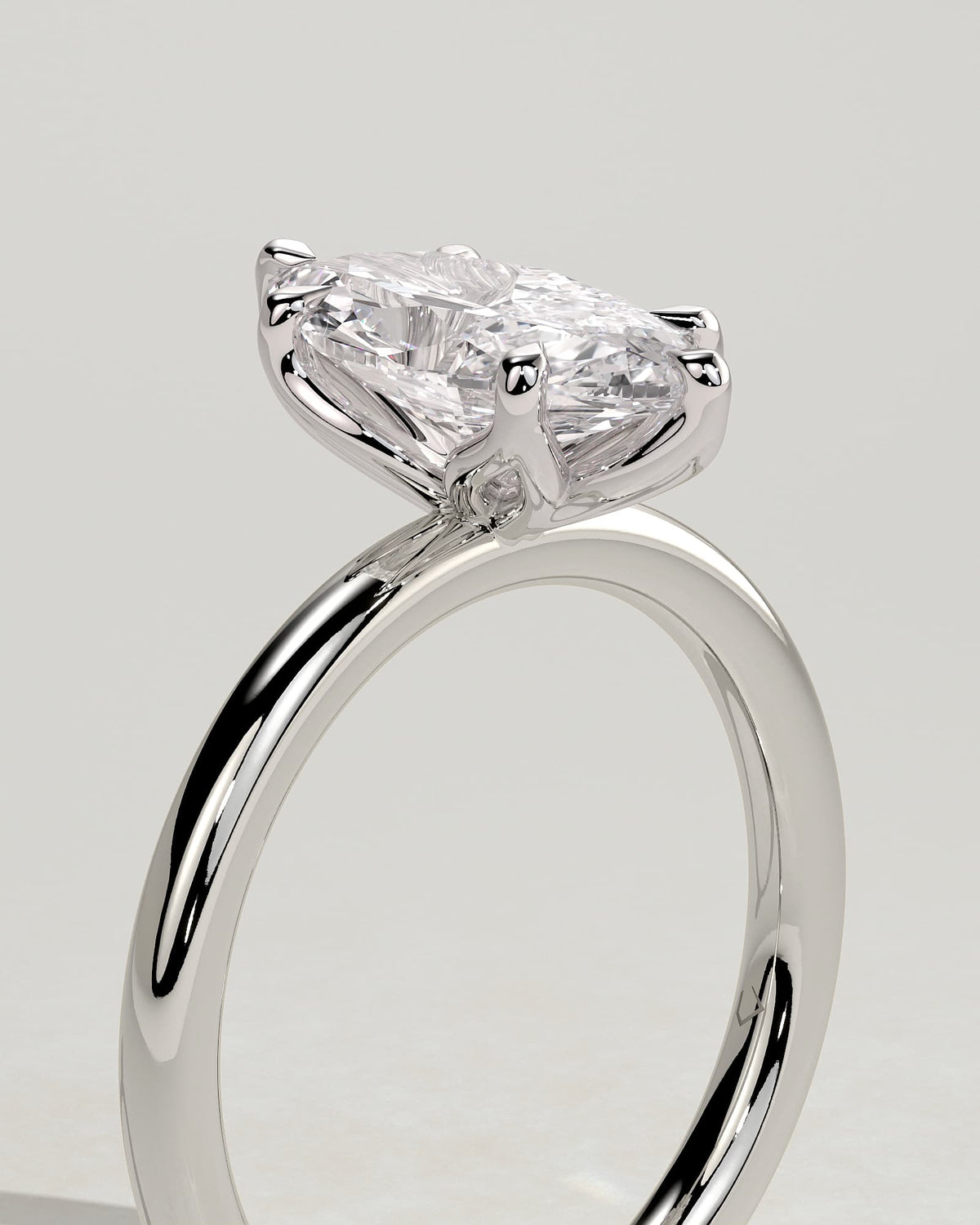 Eve - Marquise Claw Solitaire with Petal Gallery Engagement Ring - White Gold