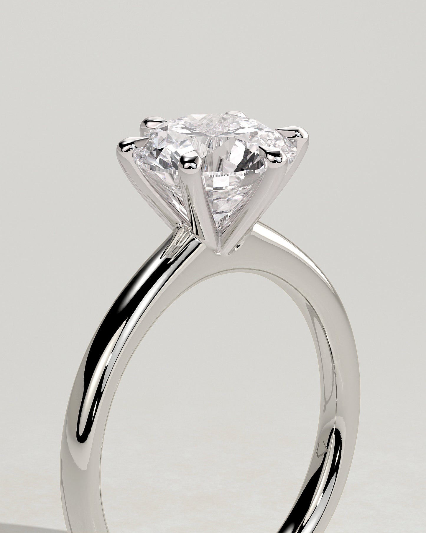 Daniela - Round Claw Solitaire with Solid Cathedral High Setting Engagement Ring - Platinum - White Gold / Platinum 2ct