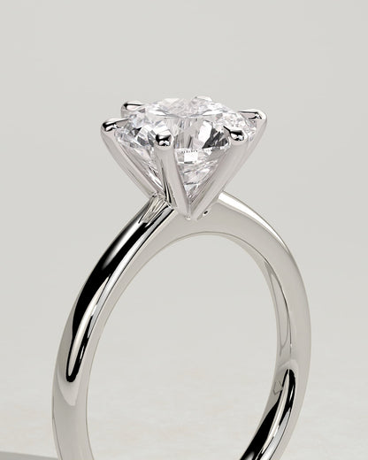 Daniela - Round Claw Solitaire with Solid Cathedral High Setting Engagement Ring - Platinum