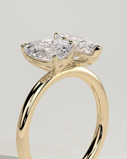 Dolly - Pear and Marquise Claw Toi et Moi Engagement Ring - Yellow Gold