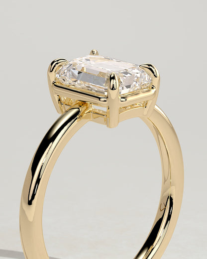 Matisse - Emerald Claw Solitaire with Bezel Frame Engagement Ring - Yellow Gold