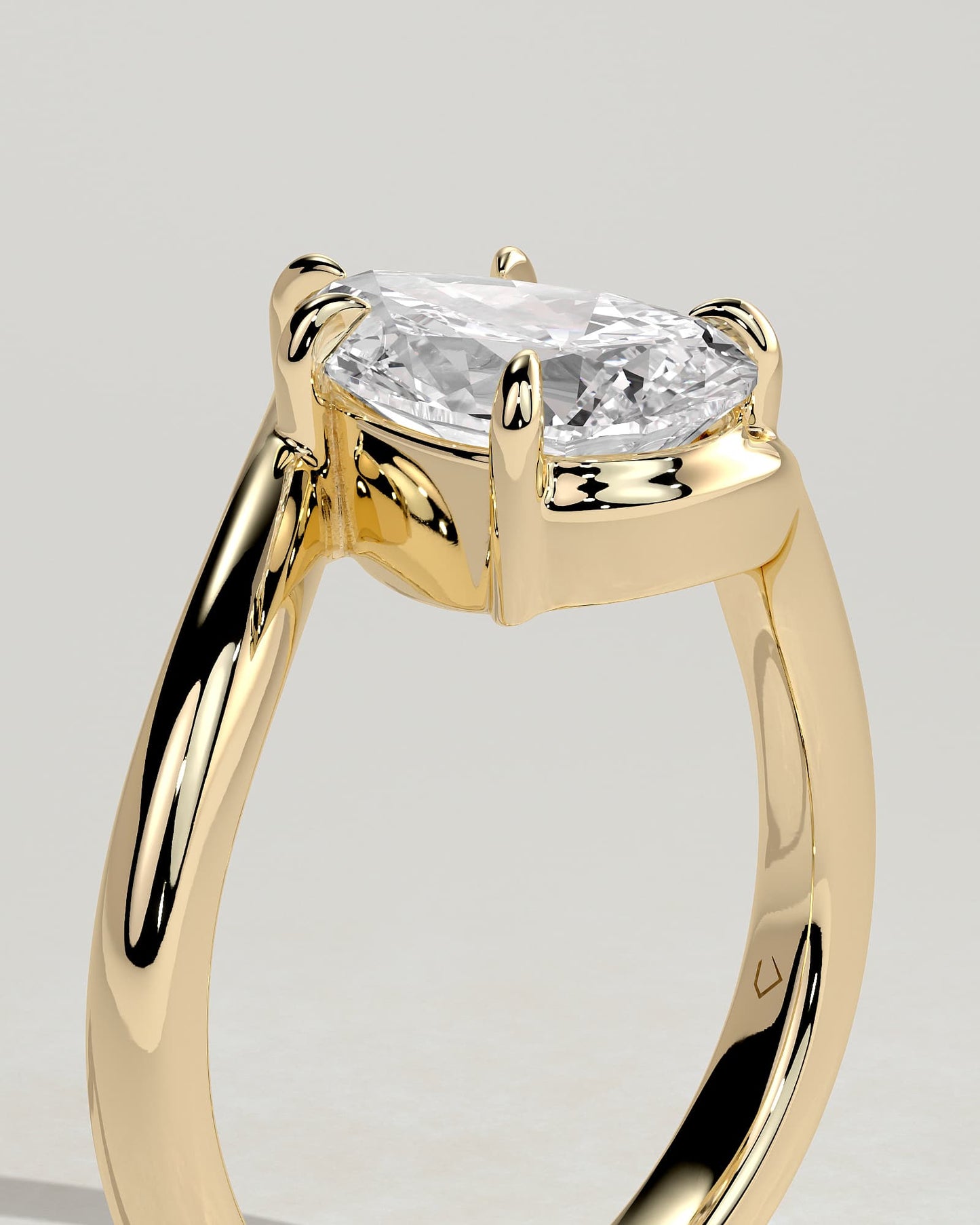Jennifer - Pear Claw Solitaire with Bypass Band Engagement Ring - Yellow Gold