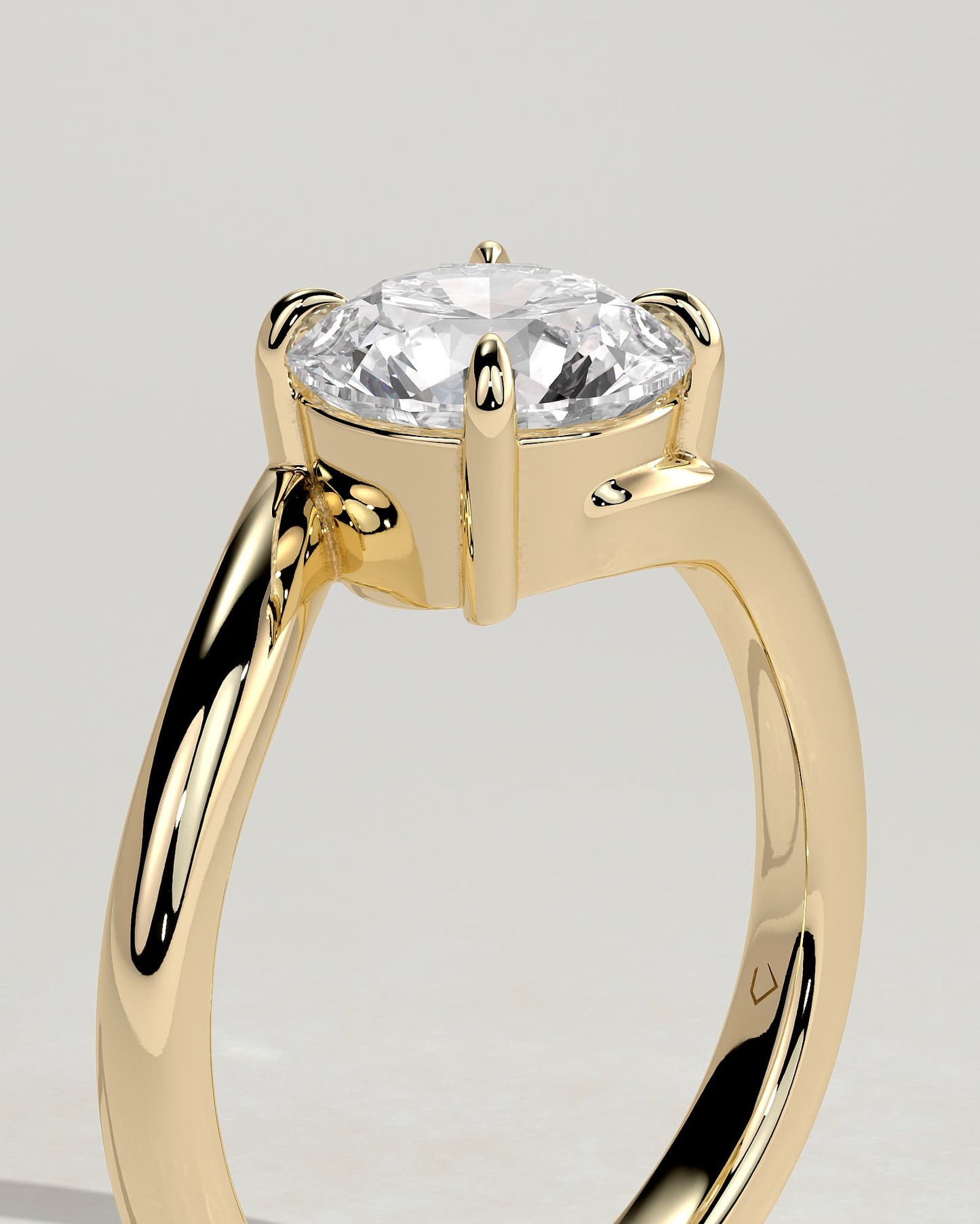 Kimia - Round Claw Solitaire with Bypass Band Engagement Ring - Yellow Gold