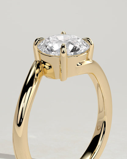 Kimia - Round Claw Solitaire with Bypass Band Engagement Ring - Yellow Gold
