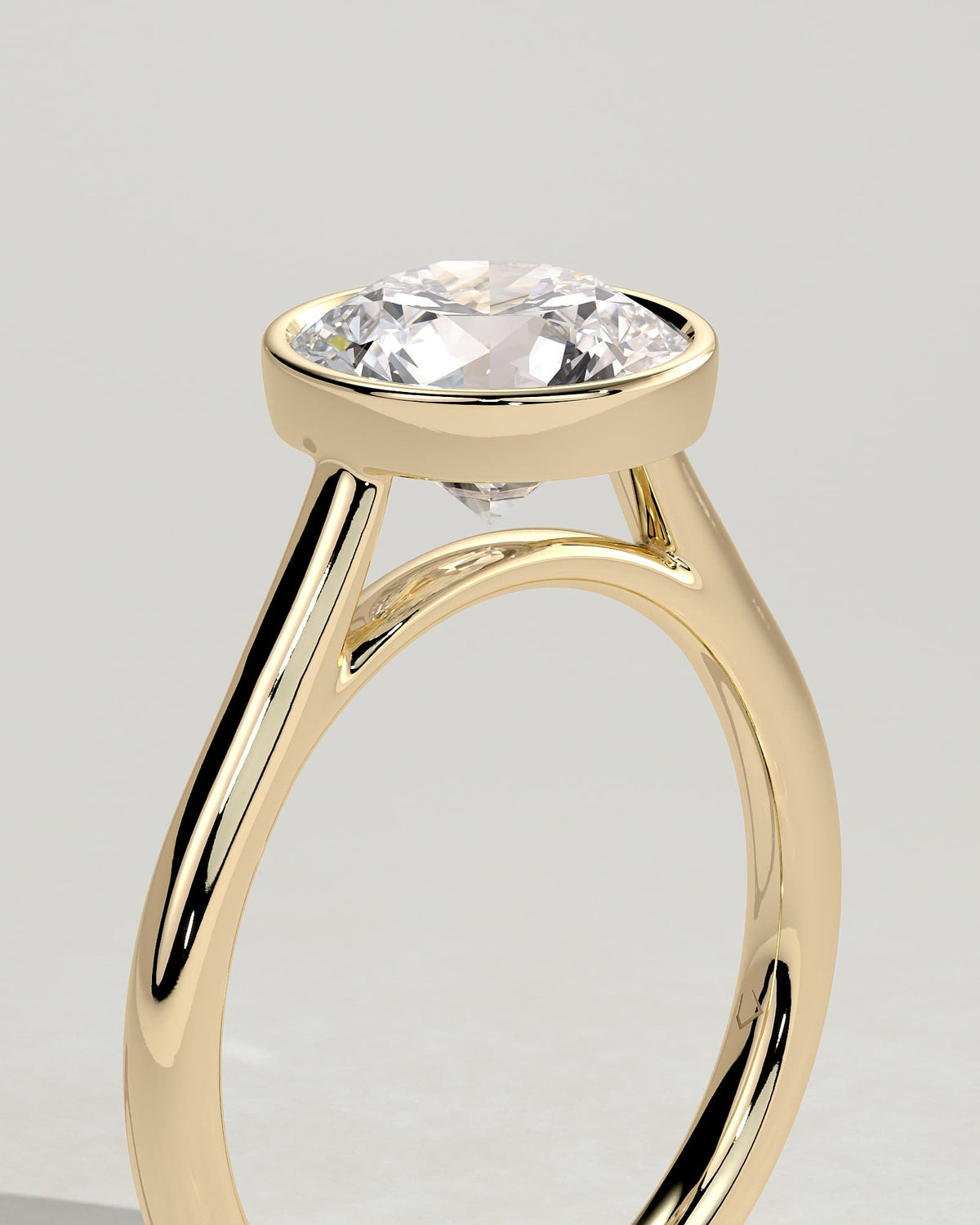 Kaylah - Statement Round Bezel Solitaire with Open Cathedral High Setting Engagement Ring - Yellow Gold