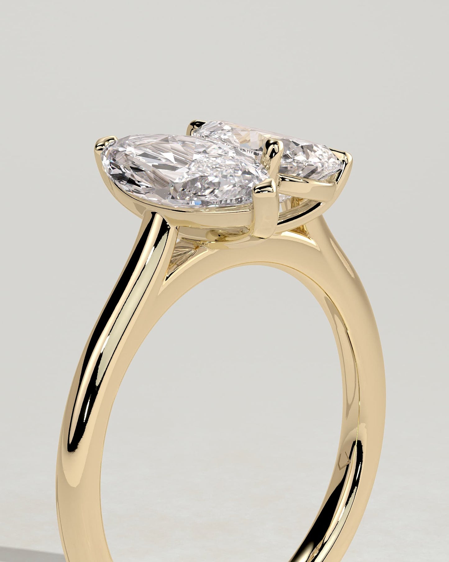 Jana - Pear and Marquise Claw Toi et Moi with Cathedral High Setting Engagement Ring - Yellow Gold