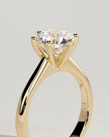 Jacqueline - Round Claw Solitaire with Solid Cathedral Low Setting Engagement Ring - Yellow Gold