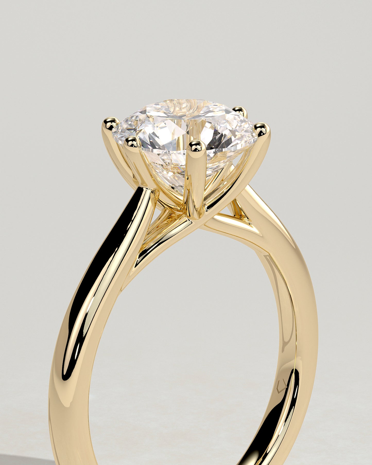 Delilah - Round Claw Solitaire with Open Trellis Gallery and Cathedral Low Setting Engagement Ring - Yellow Gold - Yellow Gold 2ct