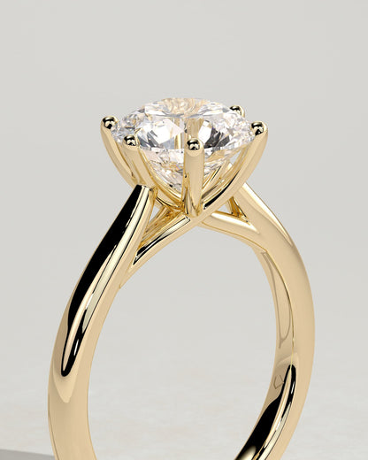 Delilah - Round Claw Solitaire with Open Trellis Gallery and Cathedral Low Setting Engagement Ring - Yellow Gold