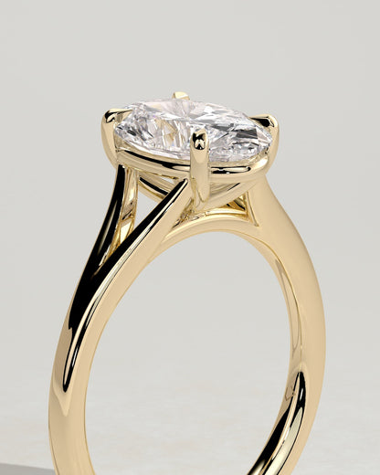 Blair - Oval Claw Solitaire with Split Shank and Cathedral High Setting Engagement Ring - Yellow Gold