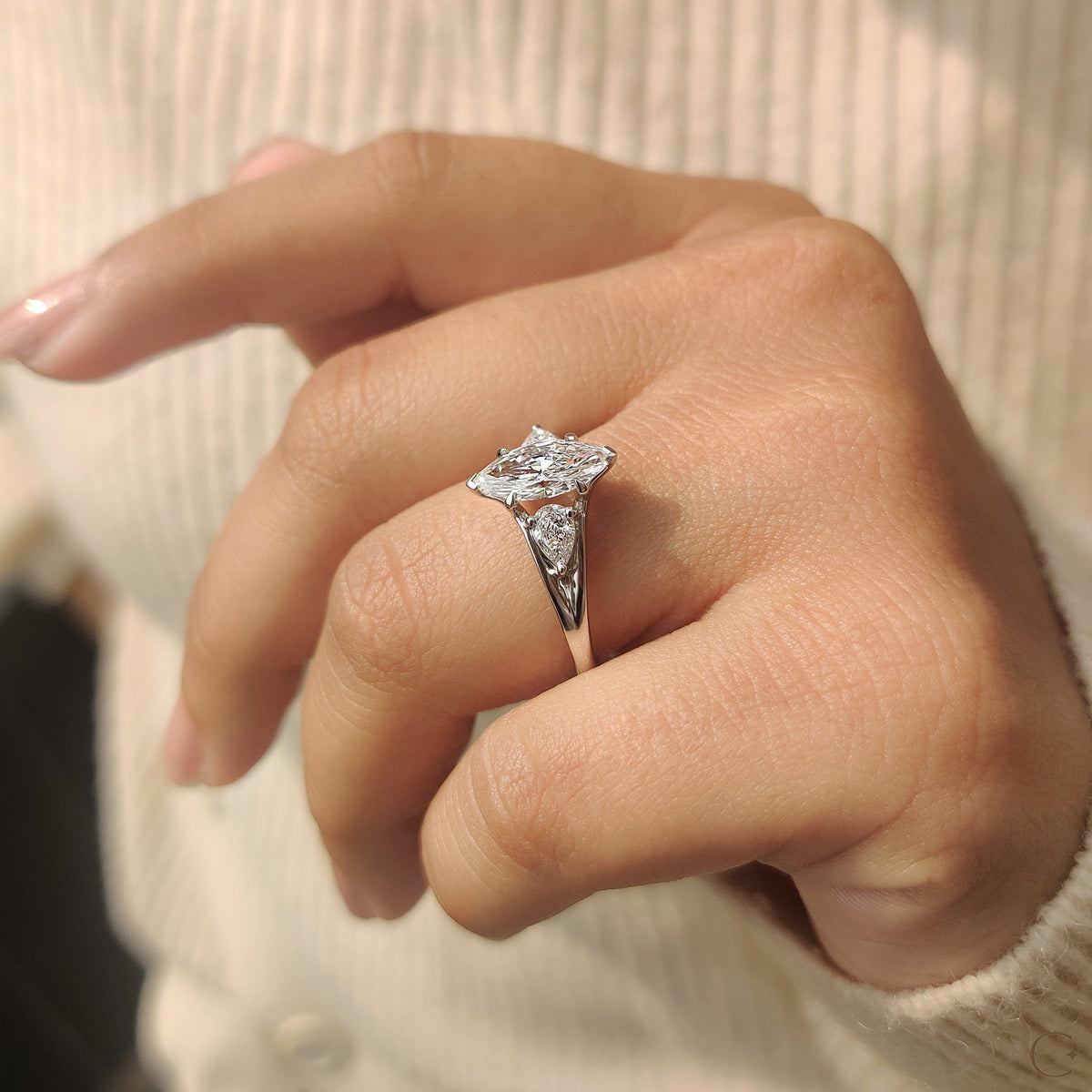Marquise And Pear Diamond Ring