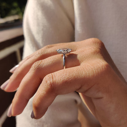 Marquise Cut Engagement Ring with Open Gallery Design