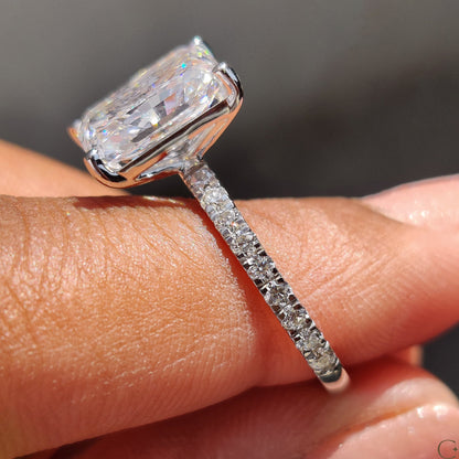 Radiant Cut Ring In Pave Setting