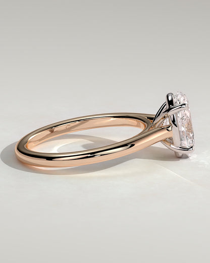 Hilary - Oval Claw Solitaire with Cathedral High Setting Engagement Ring - Rose Two-Tone