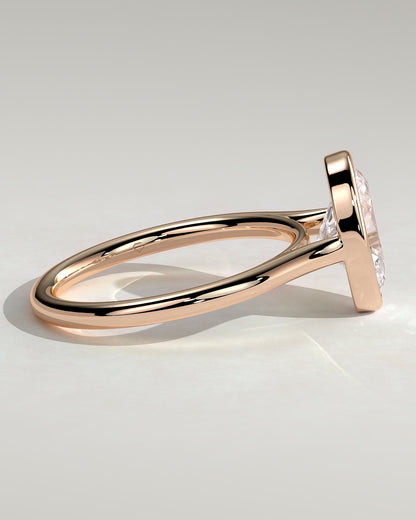 Lexie - Statement Oval Bezel Solitaire with Open Cathedral High Setting Engagement Ring - Rose Gold