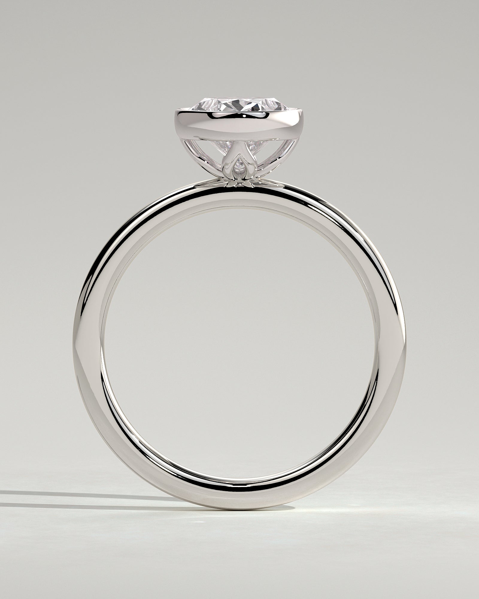Armani - Oval Bezel Solitaire with Petal Gallery Engagement Ring - Platinum - White Gold / Platinum 2ct