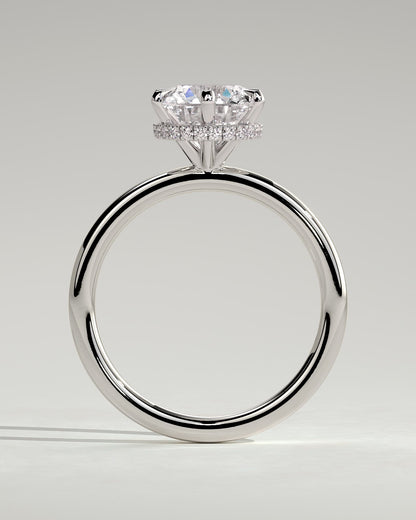 Aria - Round Claw Solitaire with Wrap Around Hidden Halo Engagement Ring - Platinum - platinum - Lara Jewels