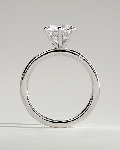 Anna - Round Claw Solitaire with Hidden Halo Engagement Ring - Platinum