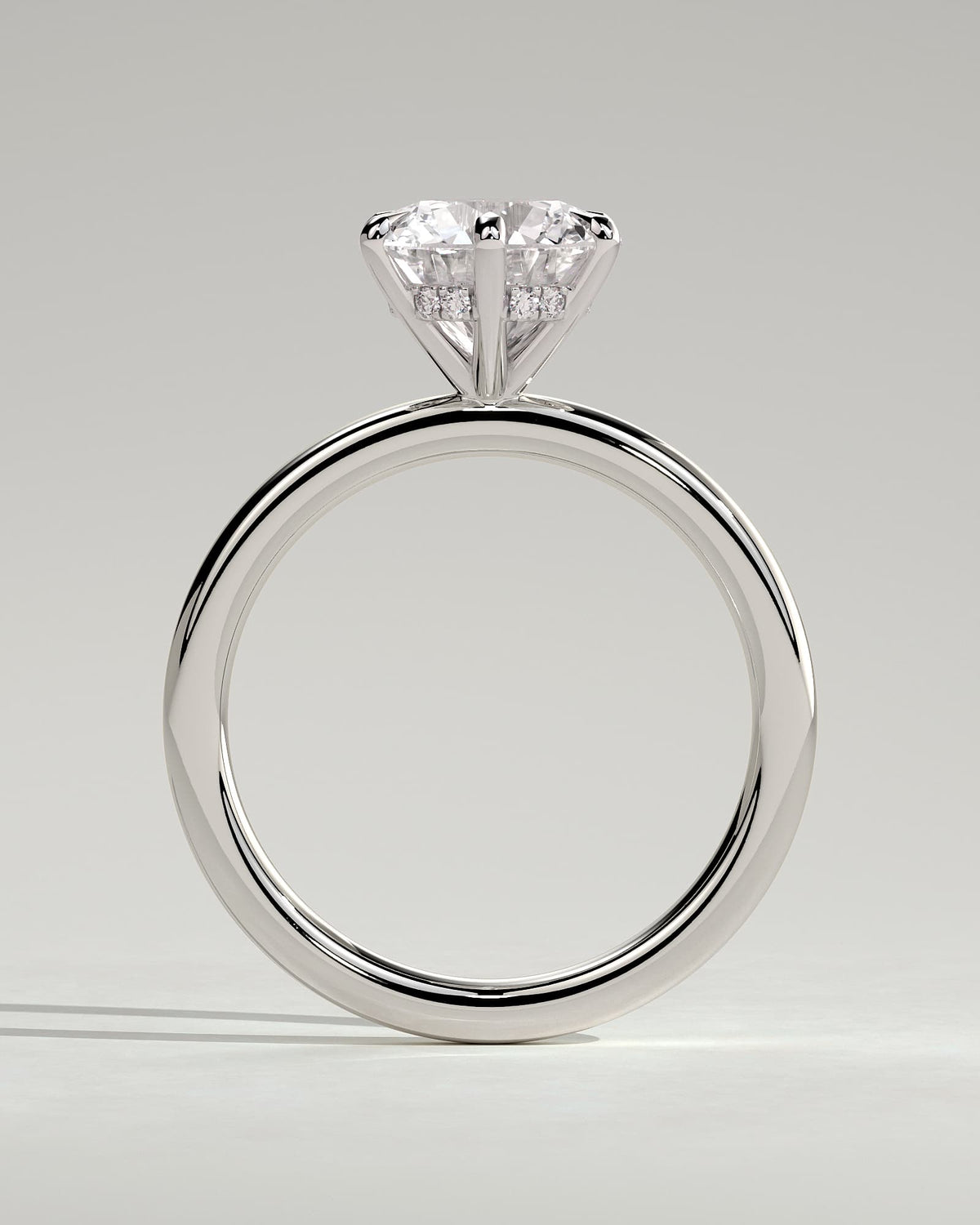 Anna - Round Claw Solitaire with Hidden Halo Engagement Ring - White Gold - white gold - Lara Jewels