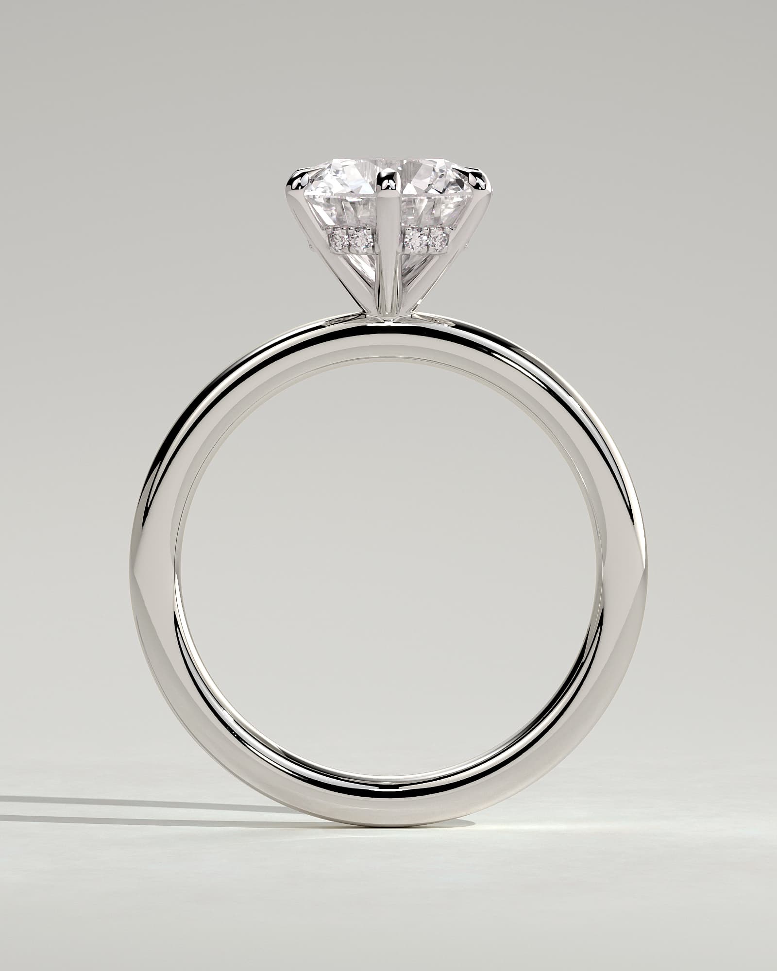 Anna - Round Claw Solitaire with Hidden Halo Engagement Ring - White Gold - white gold - Lara Jewels