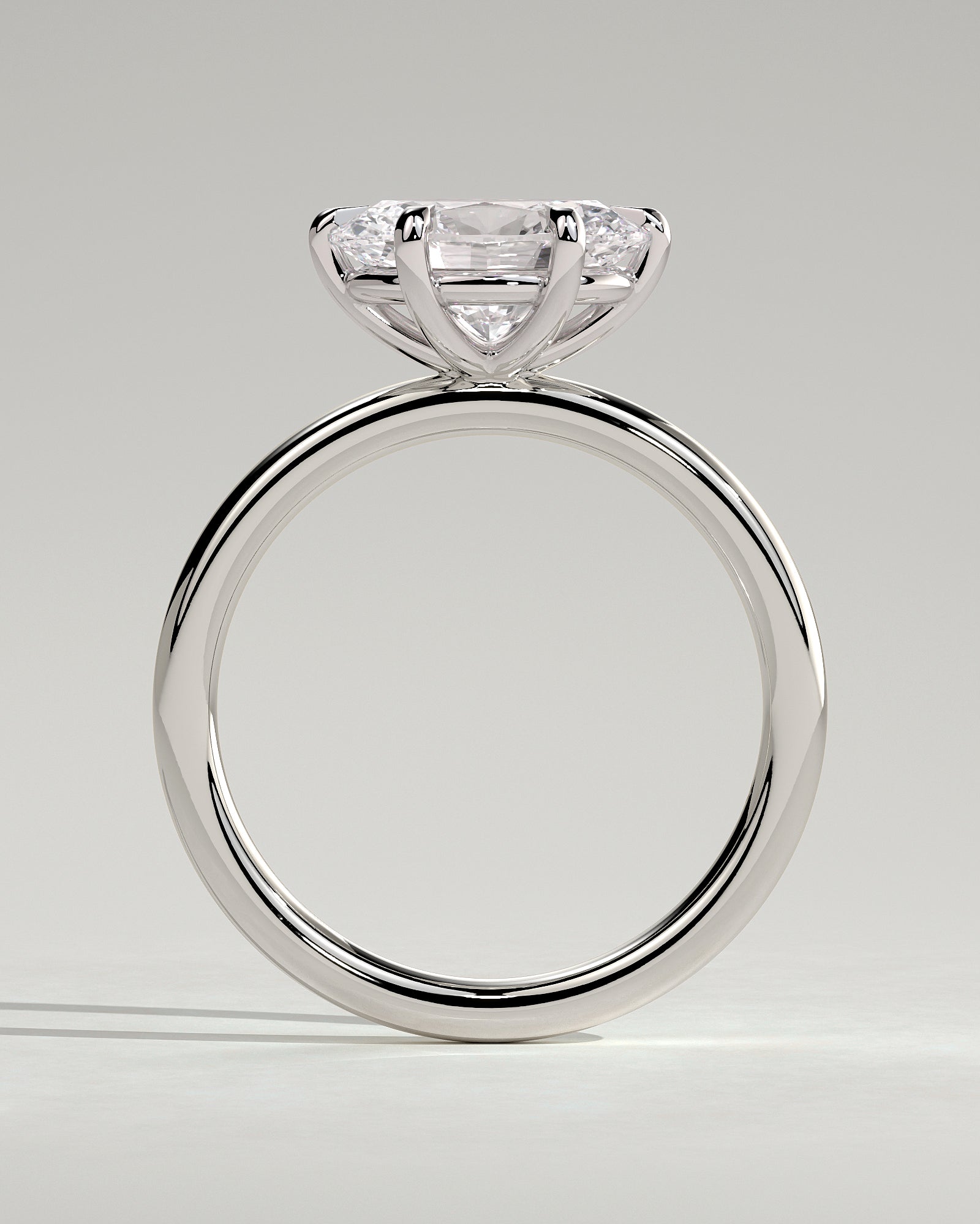 Allison - Oval East West Claw Solitaire Engagement Ring - Platinum - White Gold / Platinum 2ct