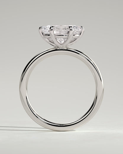 Allison - Oval East West Claw Solitaire Engagement Ring - Platinum - platinum - Lara Jewels