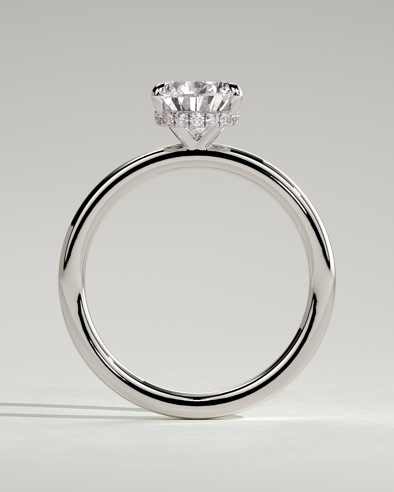 Ainsley - Pear Claw Solitaire with Wrap Around Hidden Halo Engagement Ring - Platinum - White Gold / Platinum 2ct