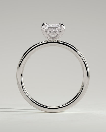 Alice - Emerald Claw Solitaire with Hidden Halo Engagement Ring - Platinum - platinum - Lara Jewels