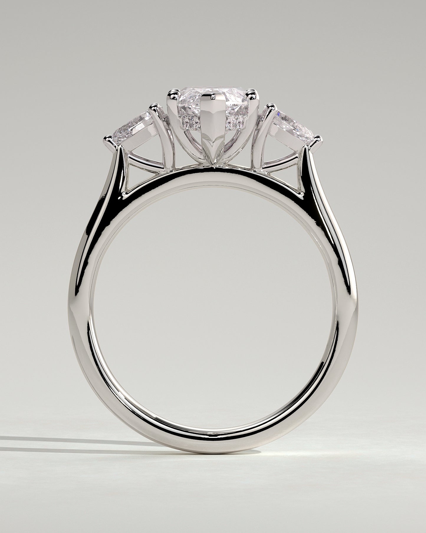 Hannah - Marquise Claw Trilogy with Pear Side Stones and Hidden Halo Engagement Ring - Platinum - White Gold / Platinum 2ct