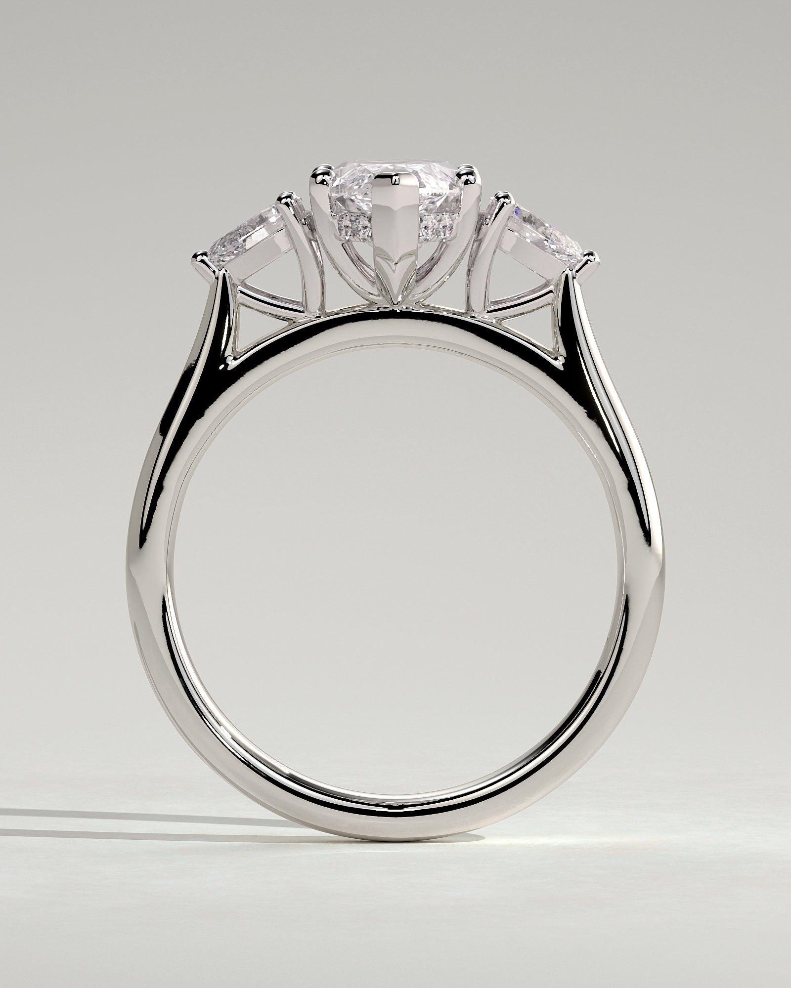 Hannah - Marquise Claw Trilogy with Pear Side Stones and Hidden Halo Engagement Ring - Platinum - White Gold / Platinum 2ct