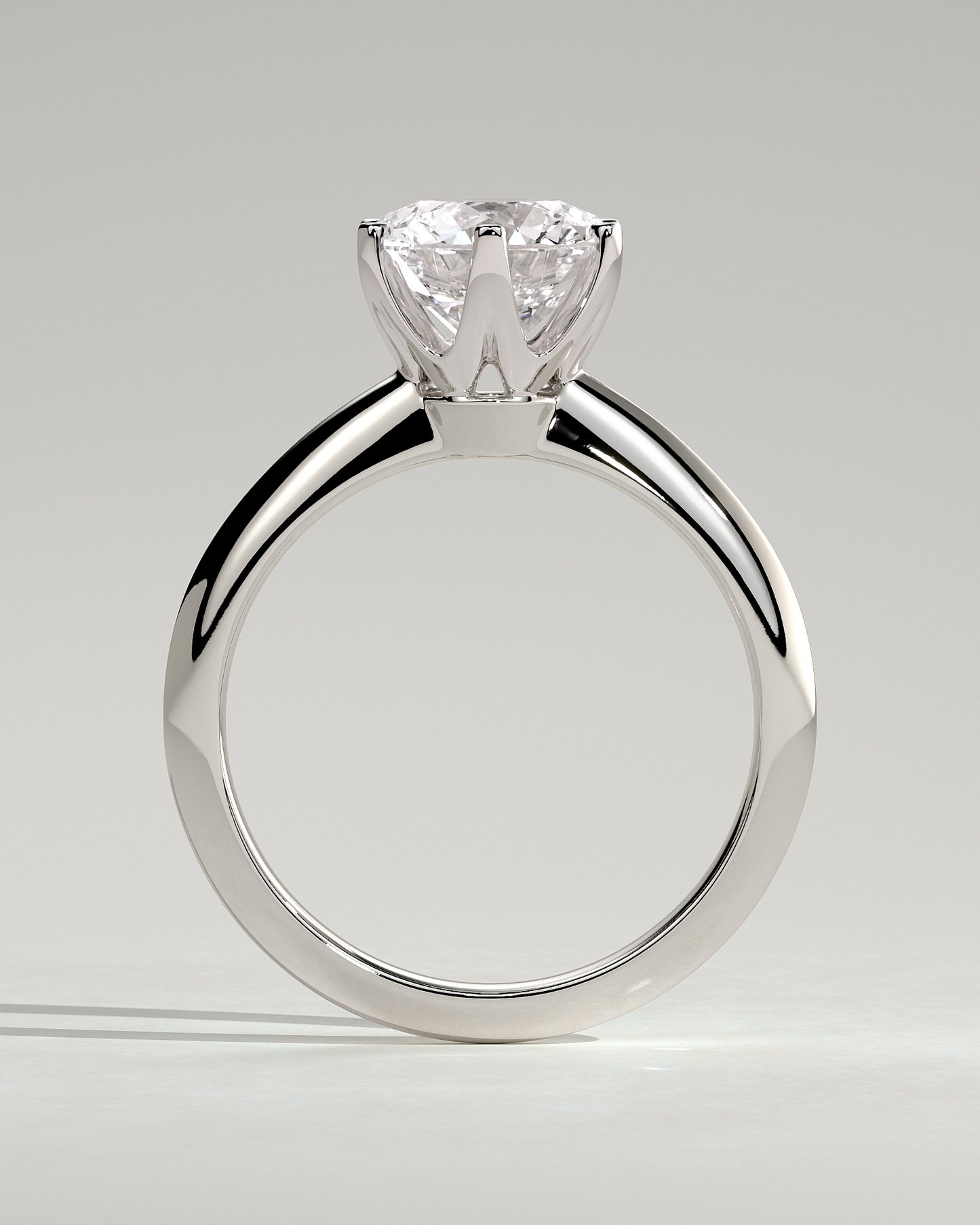 Caroline - Round Claw Solitaire with Knife Edge Band Engagement Ring - Platinum - White Gold / Platinum 2ct