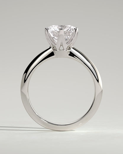 Caroline - Round Claw Solitaire with Knife Edge Band Engagement Ring - White Gold