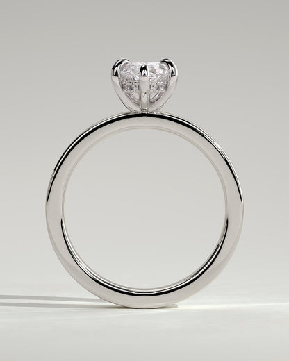 Aisha - Marquise Claw Solitaire with Flat Cigar Band and Hidden Halo Engagement Ring - Platinum - platinum - Lara Jewels