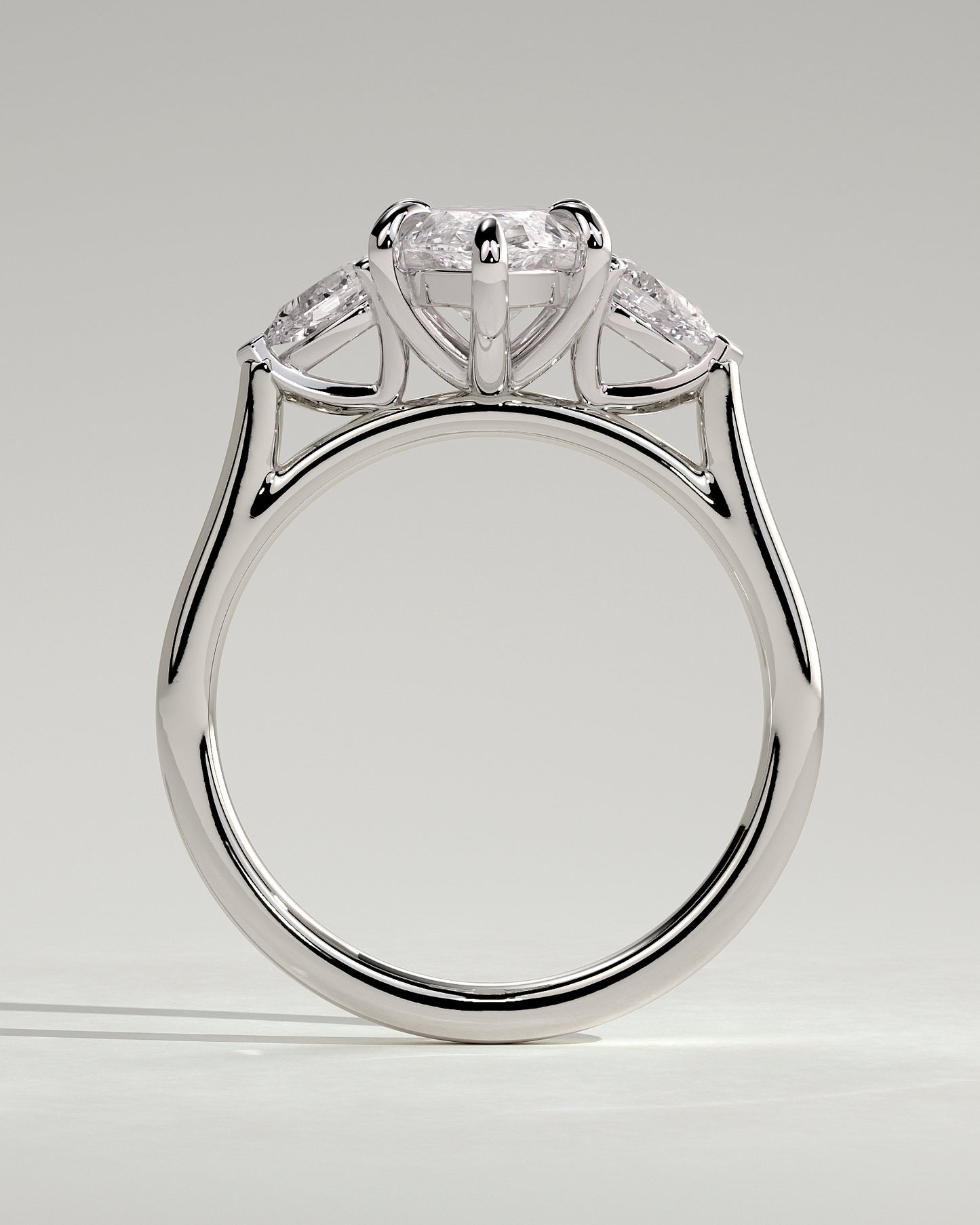 Chantelle - Marquise Claw Trilogy with Pear Side Stones and Cathedral Setting Engagement Ring - Platinum - White Gold / Platinum 2ct