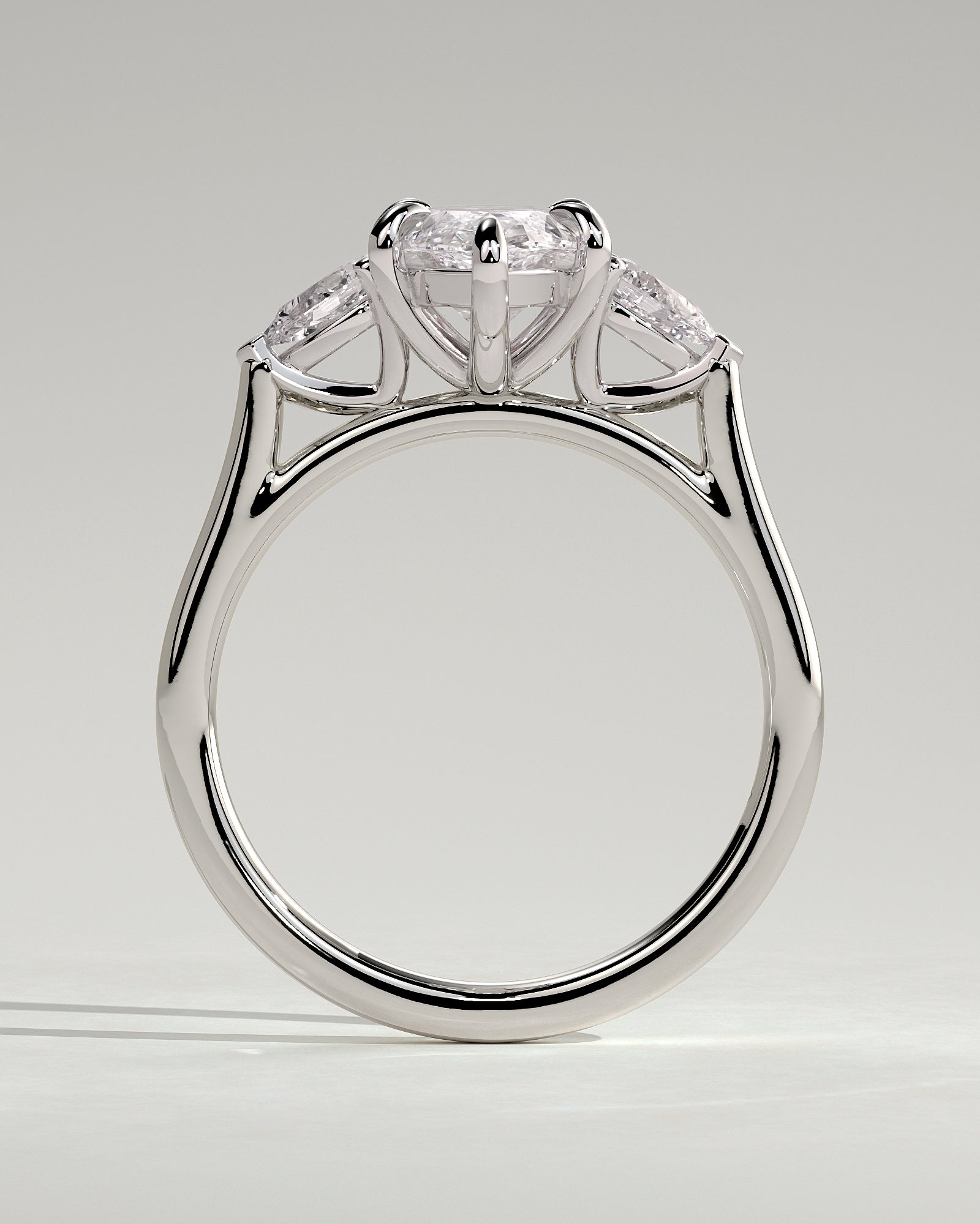 Chantelle - Marquise Claw Trilogy with Pear Side Stones and Cathedral Setting Engagement Ring - Platinum - White Gold / Platinum 2ct
