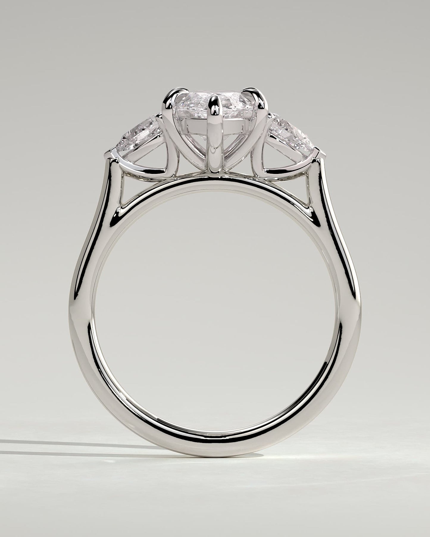 Chantelle - Marquise Claw Trilogy with Pear Side Stones and Cathedral Setting Engagement Ring - White Gold