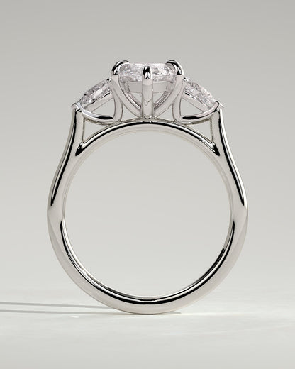 Chantelle - Marquise Claw Trilogy with Pear Side Stones and Cathedral Setting Engagement Ring - White Gold