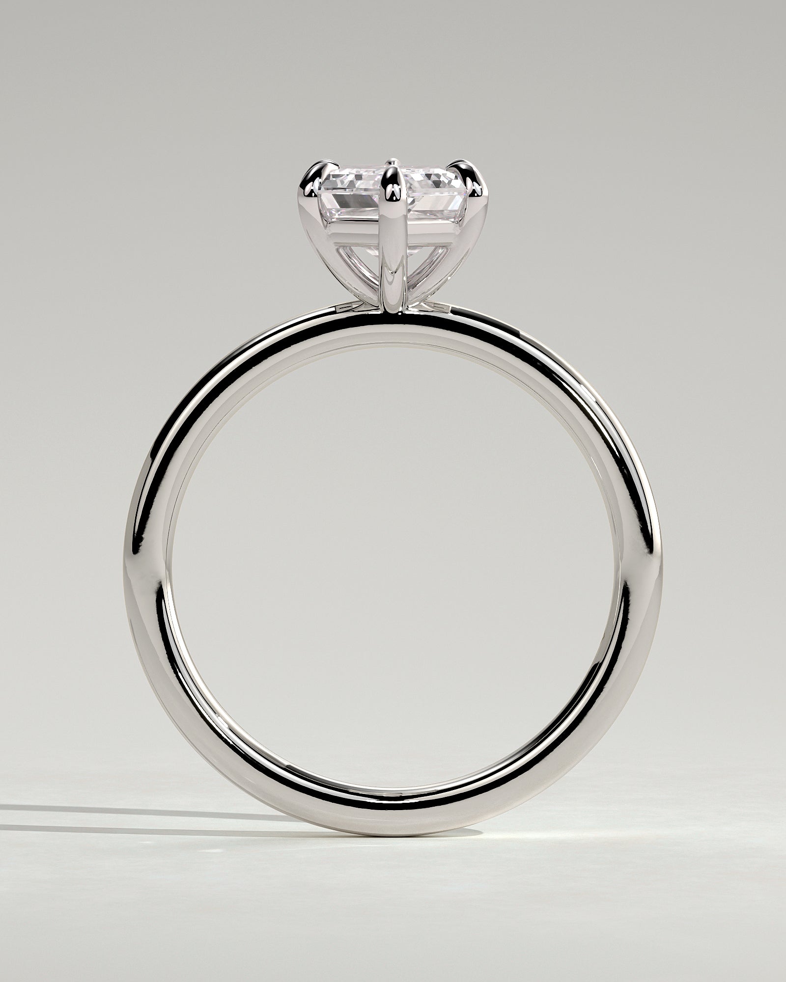 Cynthia - Classic Elongated Hexagon Claw Solitaire Engagement Ring - Platinum - White Gold / Platinum 2ct