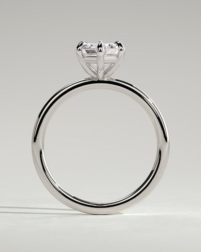 Cynthia - Classic Elongated Hexagon Claw Solitaire Engagement Ring - Platinum
