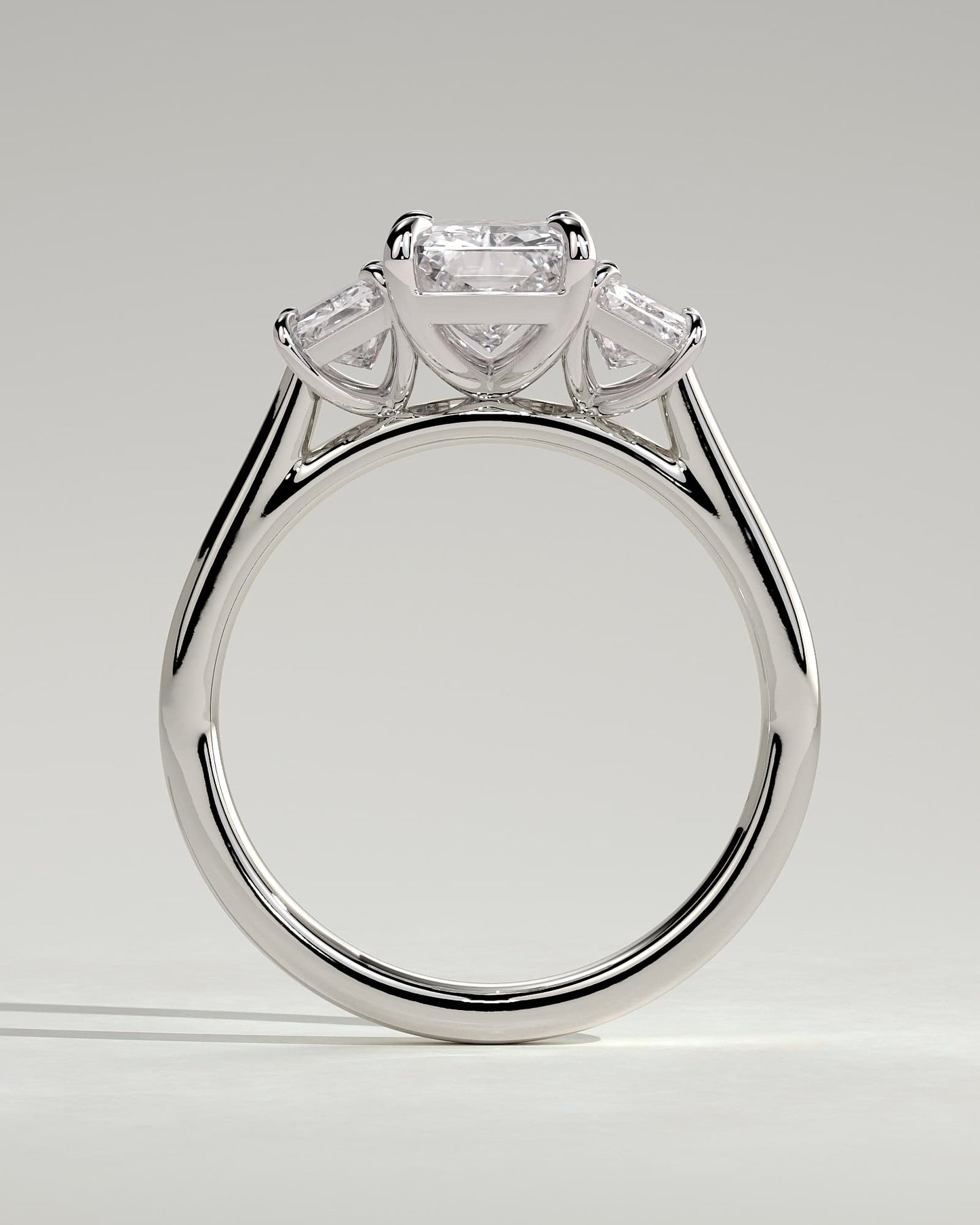 Ayla - Classic Radiant Claw Trilogy Engagement Ring - White Gold