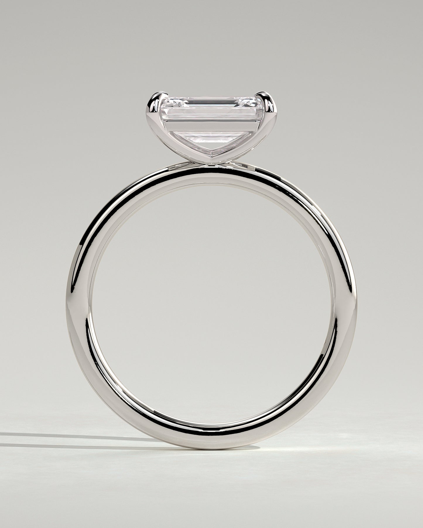 Debbie - Emerald East West Claw Solitaire Engagement Ring - Platinum - White Gold / Platinum 2ct