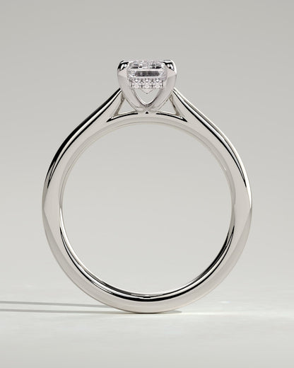 Jane - Emerald Claw Solitaire with Hidden Halo and Cathedral High Setting Engagement Ring - Platinum