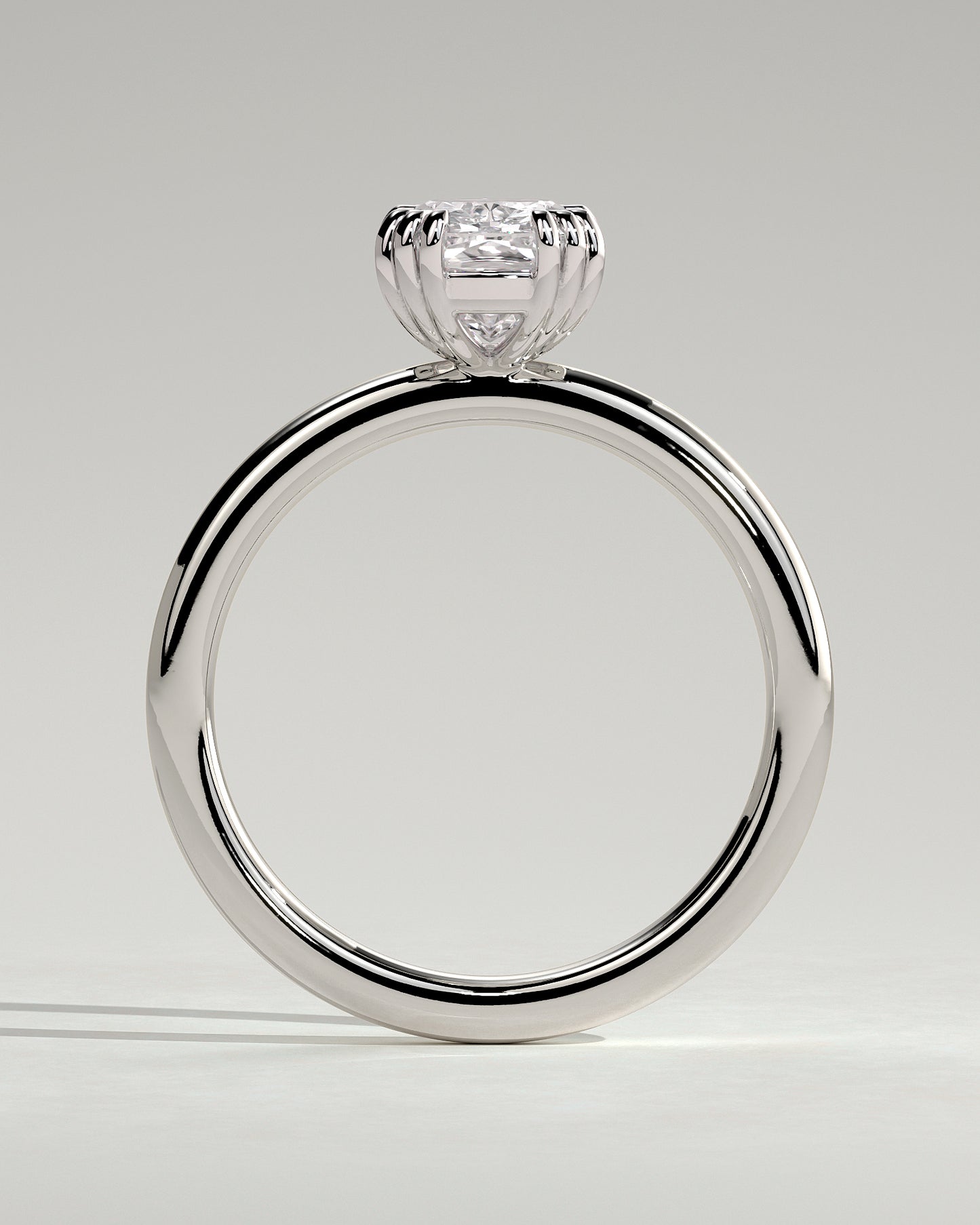 Helena - Elongated Cushion Triple Claw Solitaire Engagement Ring - Platinum - White Gold / Platinum 2ct