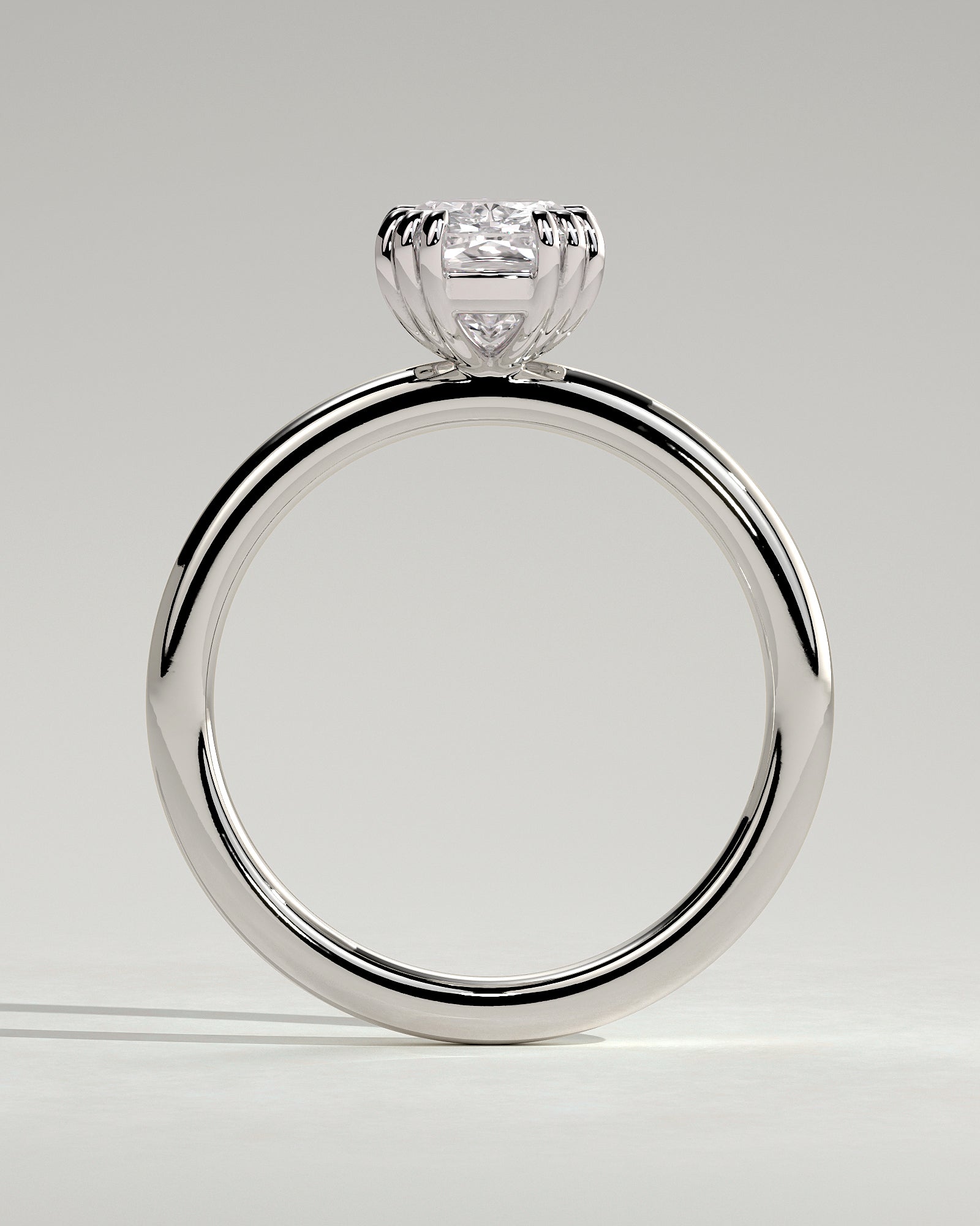 Helena - Elongated Cushion Triple Claw Solitaire Engagement Ring - Platinum - White Gold / Platinum 2ct