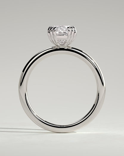 Helena - Elongated Cushion Triple Claw Solitaire Engagement Ring - Platinum