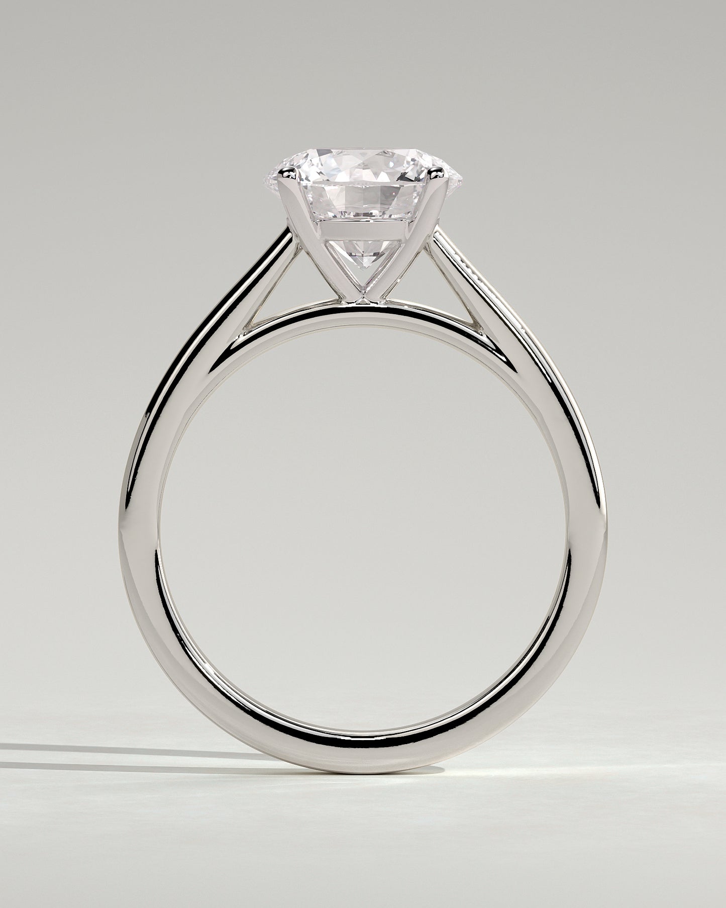 Georgia - Round Claw Solitaire with Flat Band and Cathedral High Setting Engagement Ring - Platinum - White Gold / Platinum 2ct