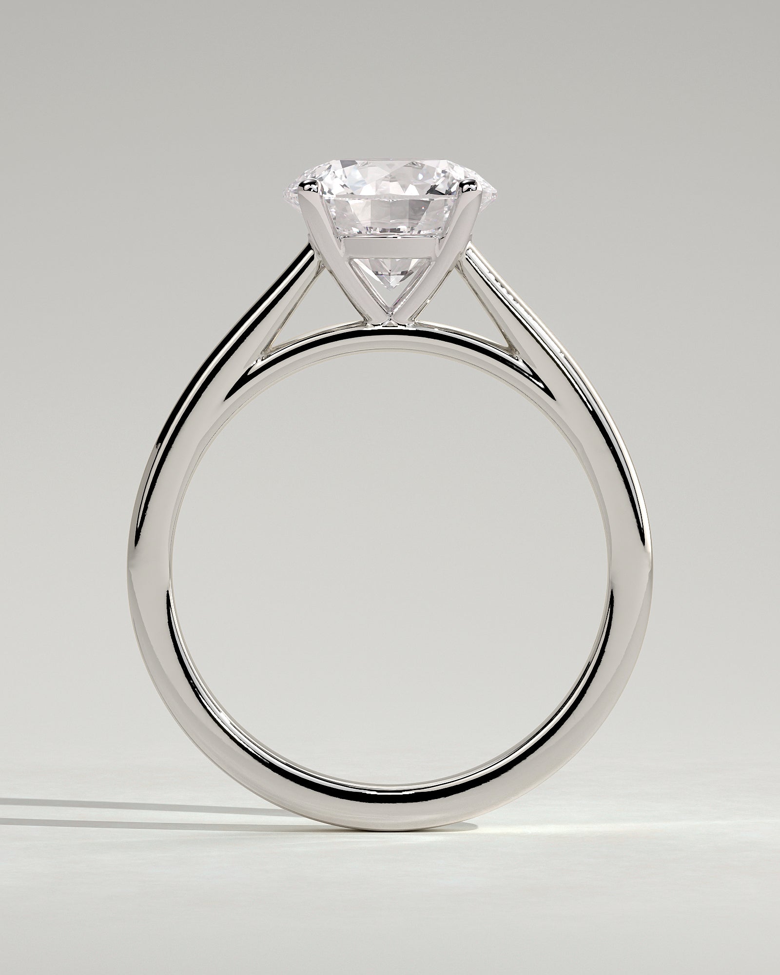 Georgia - Round Claw Solitaire with Flat Band and Cathedral High Setting Engagement Ring - Platinum - White Gold / Platinum 2ct