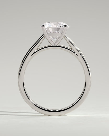 Georgia - Round Claw Solitaire with Flat Band and Cathedral High Setting Engagement Ring - Platinum